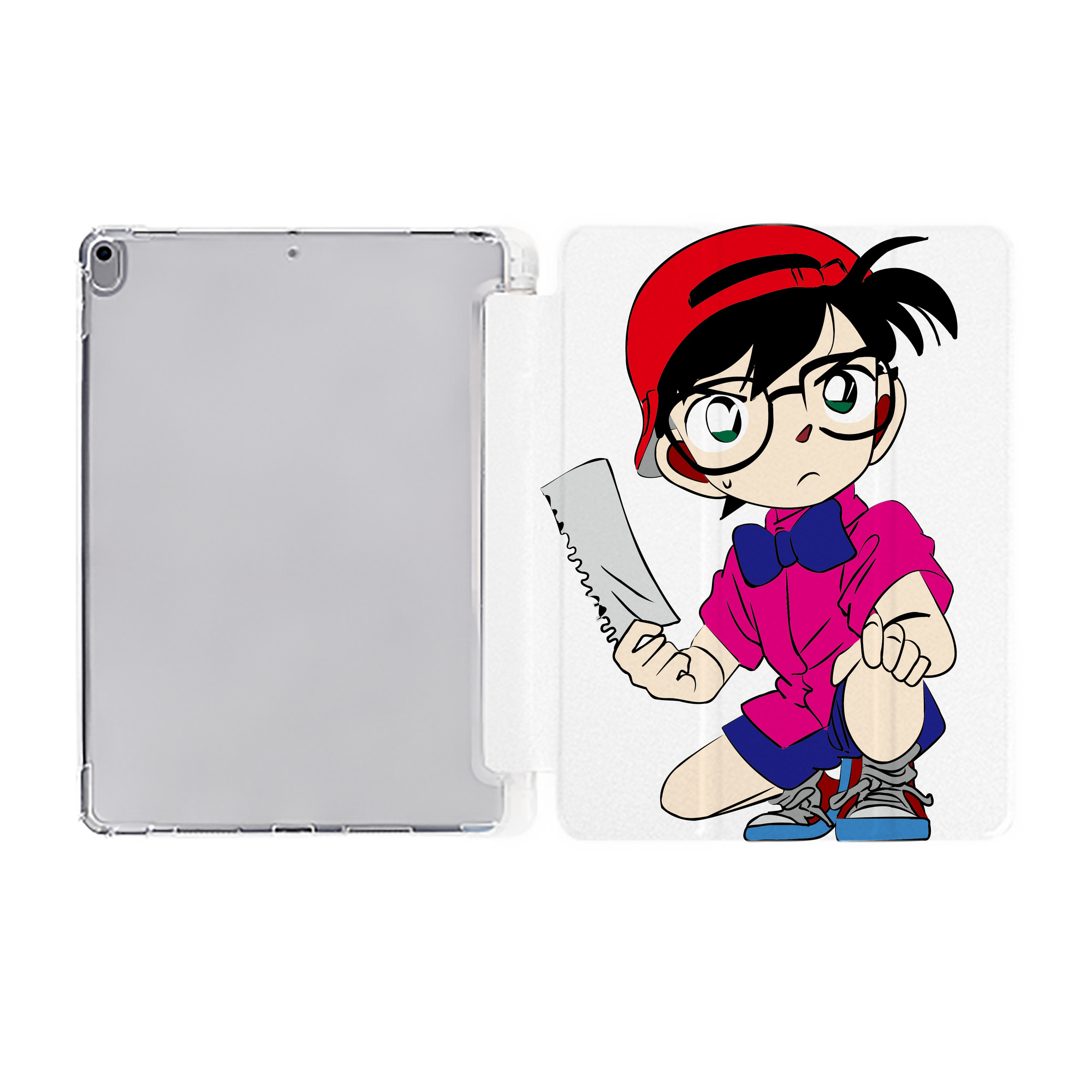 （画像用） 名探偵コナン 江戸川 コナン Detective Conan Conan Edogawa IPad ケース ペン収納付き 三つ折りスタンド PUレザー×シリコン 対応機種9.5/10.5/10.9インチ